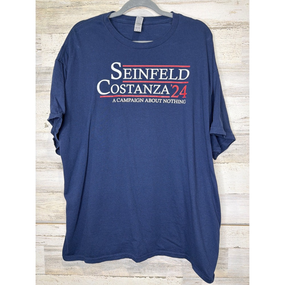 Gildan Graphic T-Shirt Men 2XL Navy Seinfeld Costanza 24 TV Show Pop Culture EUC